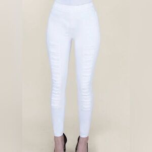 Women Distressed White Colored Accessorize Jeggings / Leggings Pants Size L/XL